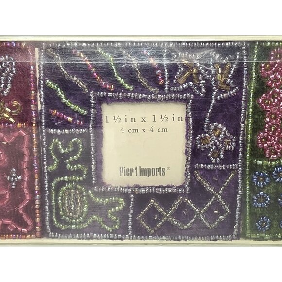 New Pier One Imports Fabric with Beading Design 1.5 x1.5 Mini Frames - Picture 2 of 6